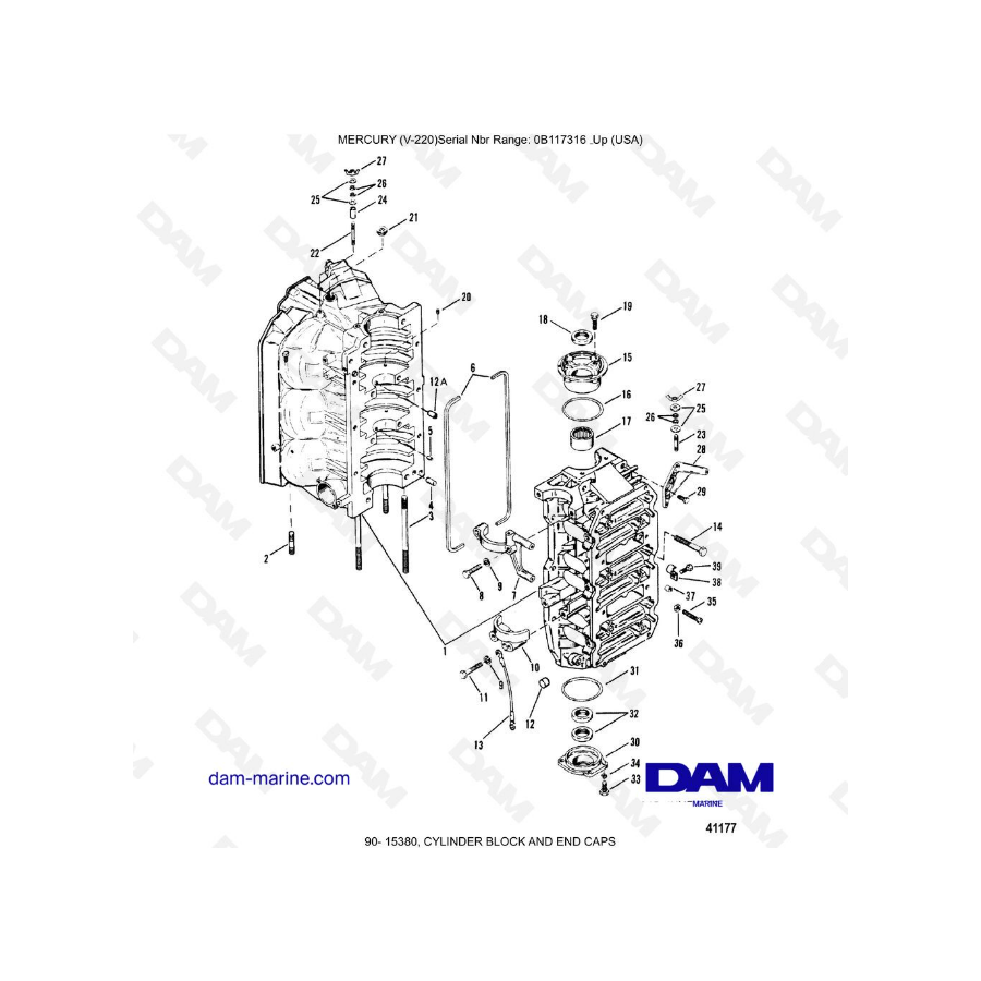 Mercury Mariner V-220 - CYLINDER BLOCK AND END CAPS