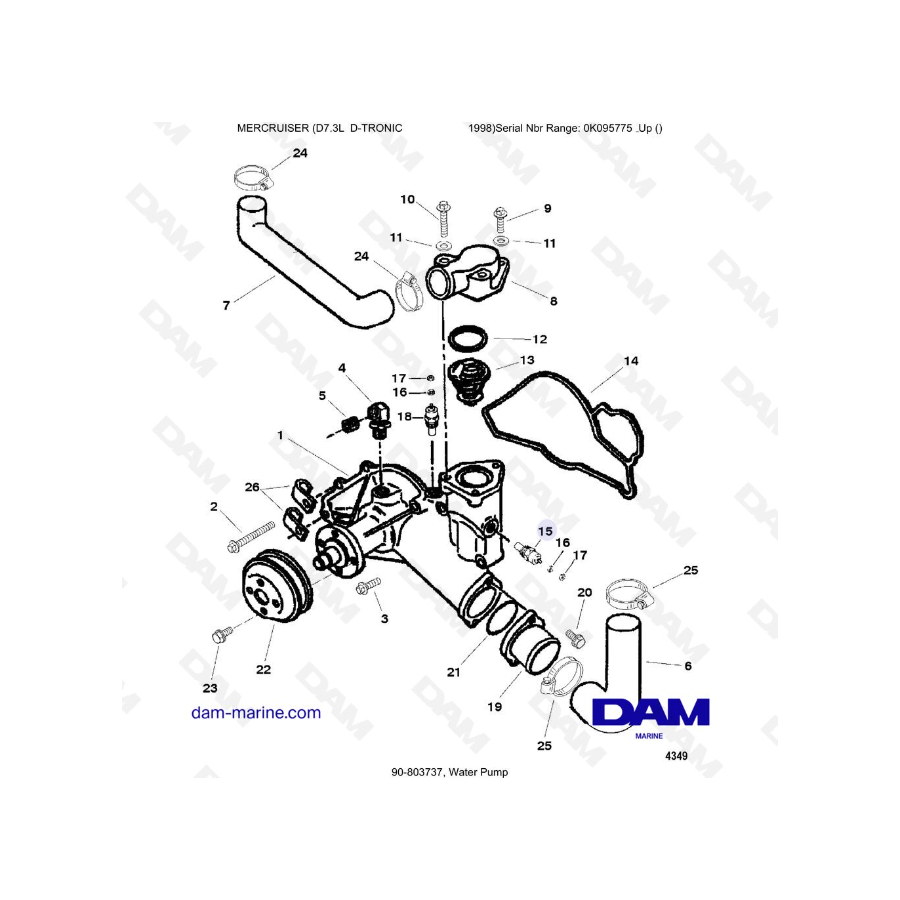 MERCRUISER D7.3L D-TRONIC  -  Water Pump