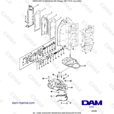 Mercury Mariner V-220 - EXHAUST MANIFOLD AND EXHAUST PLATE