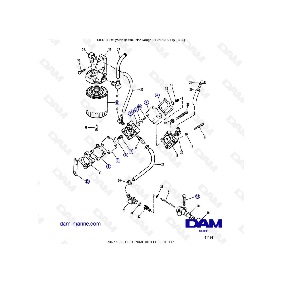 Mercury Mariner V-220 - FUEL PUMP AND FUEL FILTER