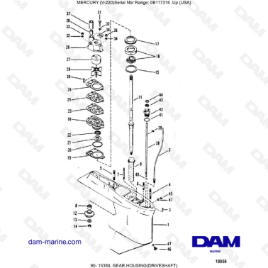 Mercury Mariner V-220 - Gear housing (driveshaft)