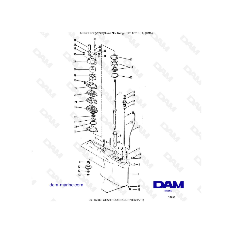 Mercury Mariner V-220 - Gear housing (driveshaft)