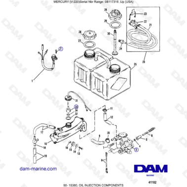 Mercury Mariner V-220 - Oil injection components