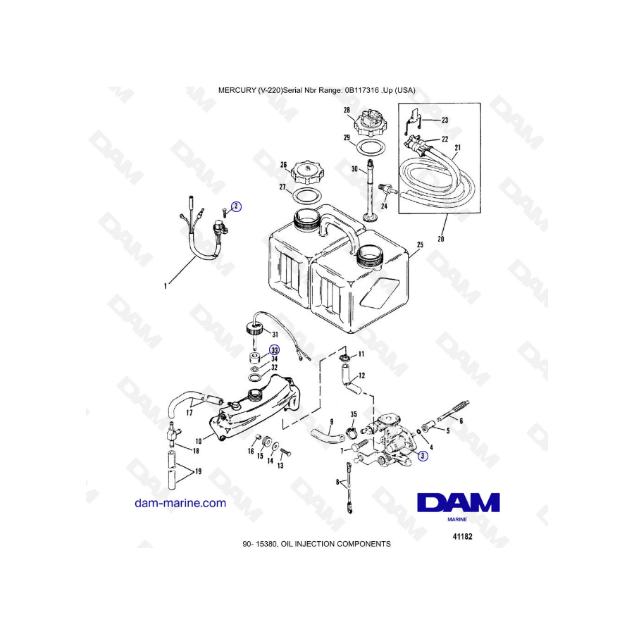 Mercury Mariner V-220 - Oil injection components