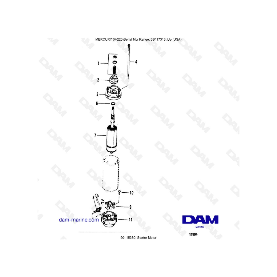 Mercury Mariner V-220 - Starter motor Mercury Mariner V-220 - Starter motor