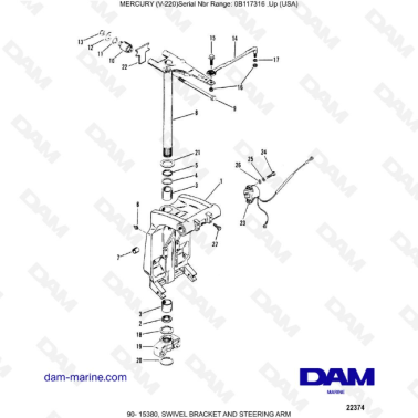 Mercury Mariner V-220 - SWIVEL BRACKET AND STEERING ARM