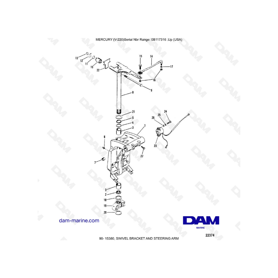 Mercury Mariner V-220 - SWIVEL BRACKET AND STEERING ARM