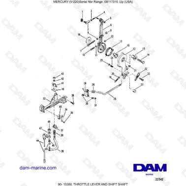 Mercury Mariner V-220 - THROTTLE LEVER AND SHIFT SHAFT