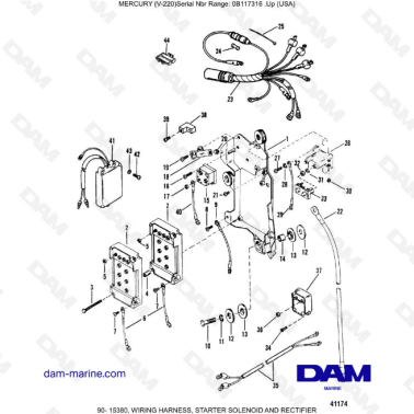 Mercury Mariner V-220 - WIRING HARNESS, STARTER SOLENOID AND RECTIFIER