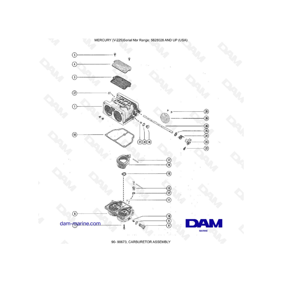 Mercury Mariner V-225 - Conjunto de carburador