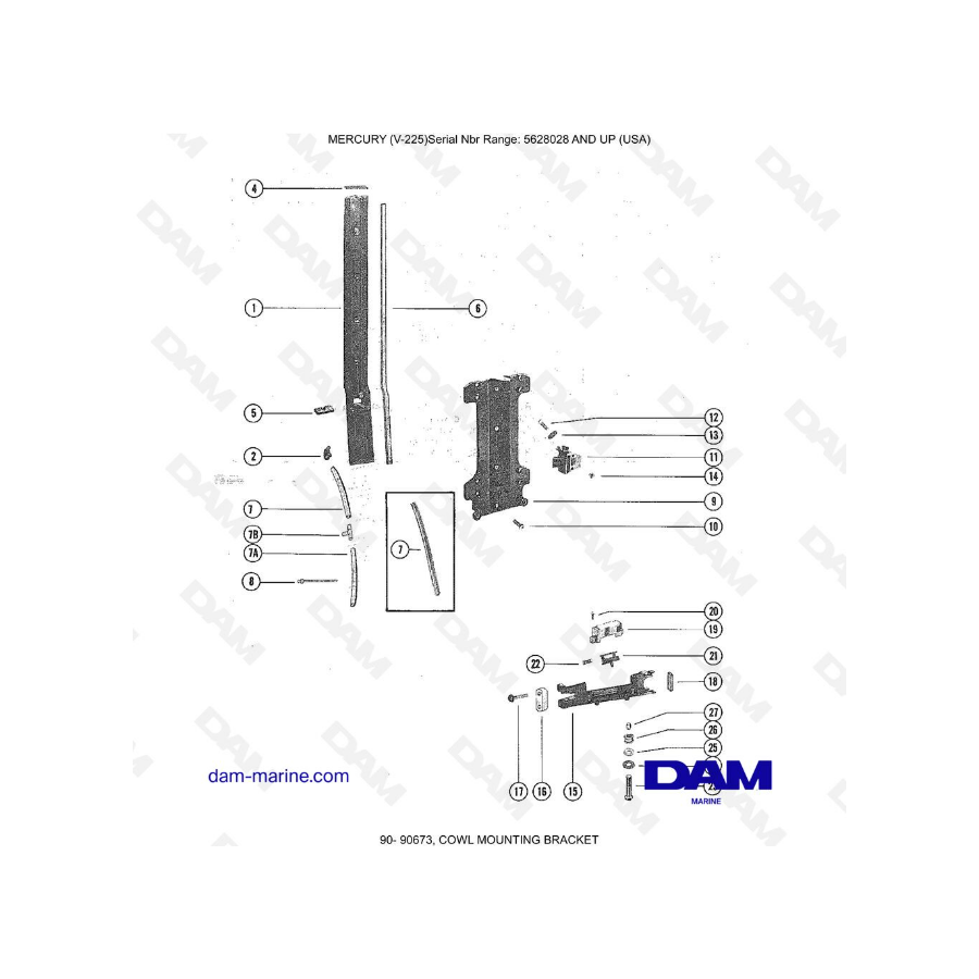 Mercury Mariner V-225 - COWL MOUNTING BRACKET Mercury Mariner V-225 - COWL MOUNTING BRACKET