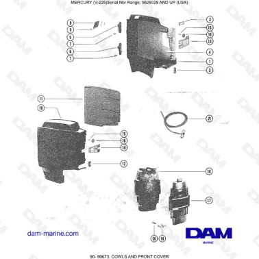 Mercury Mariner V-225 - COWLS AND FRONT COVER