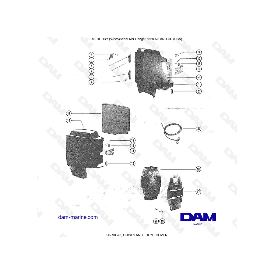 Mercury Mariner V-225 - COWLS AND FRONT COVER Mercury Mariner V-225 - COWLS AND FRONT COVER