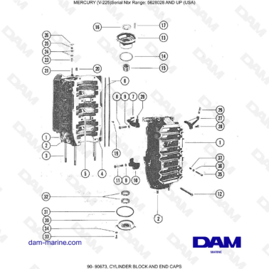 Mercury Mariner V-225 - CYLINDER BLOCK AND END CAPS
