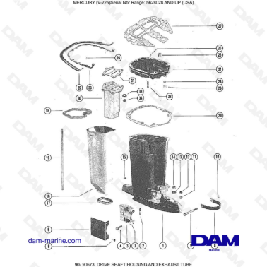 Mercury Mariner V-225 - DRIVE SHAFT HOUSING AND EXHAUST TUBE