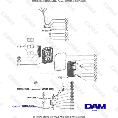Mercury Mariner V-225 - ENRICHER VALVE AND SOUND ATTENUATOR