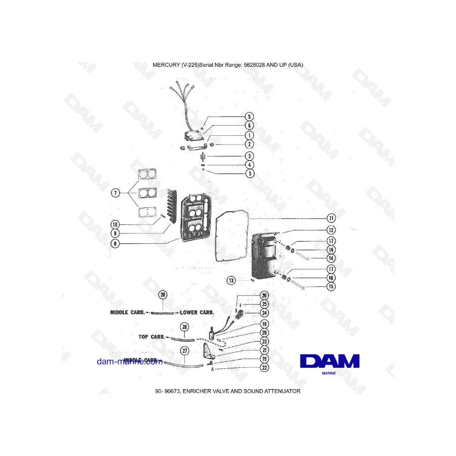 Mercury Mariner V-225 - ENRICHER VALVE AND SOUND ATTENUATOR