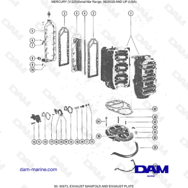 Mercury Mariner V-225 -  EXHAUST MANIFOLD AND EXHAUST PLATE