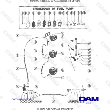 Mercury Mariner V-225 - FUEL PUMP AND CARBURETOR