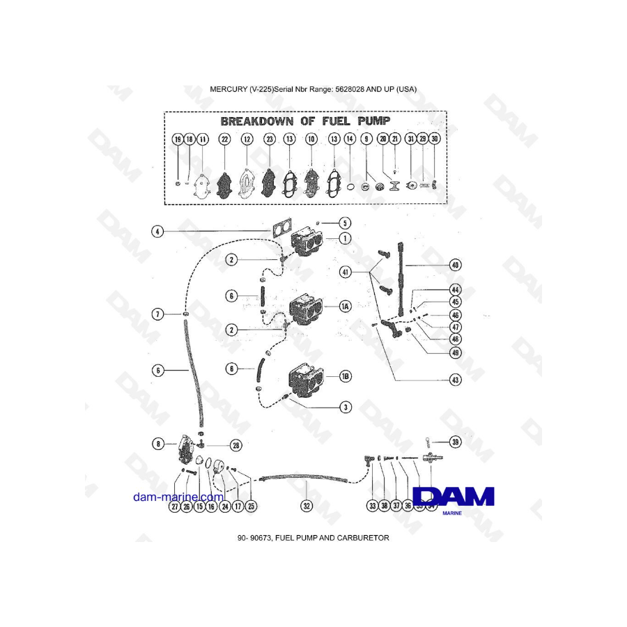 Mercury Mariner V-225 - FUEL PUMP AND CARBURETOR