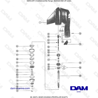 Mercury V-225 - Gear housing (propeller shaft)