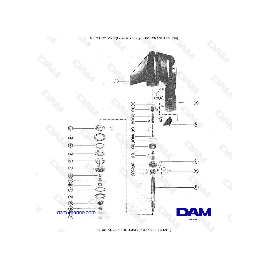 Mercury V-225 - Gear housing (propeller shaft)