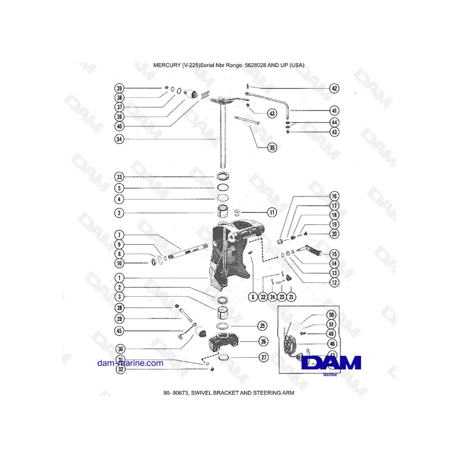Mercury V-225 - SWIVEL BRACKET AND STEERING ARM