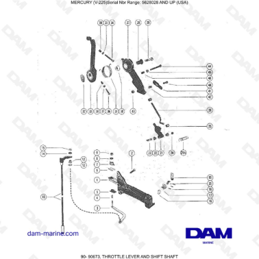 Mercury V-225 - Throttle lever & shift shaft