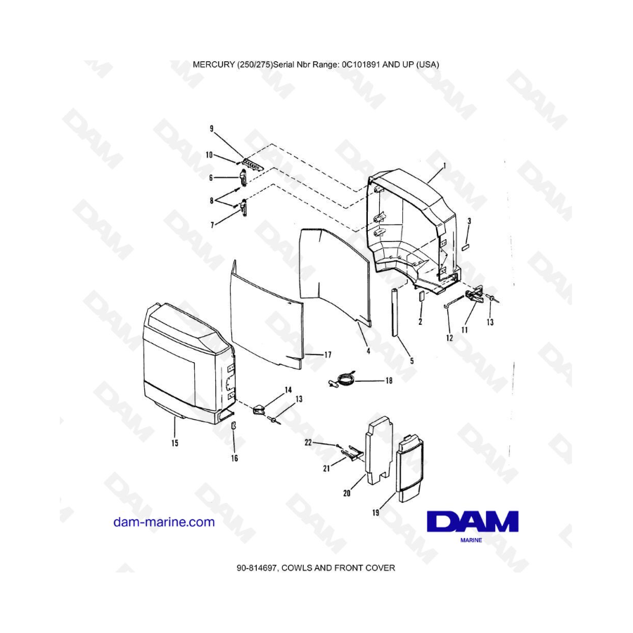 MERCURY (250/275) - COWLS AND FRONT COVER MERCURY (250/275) - COWLS AND FRONT COVER