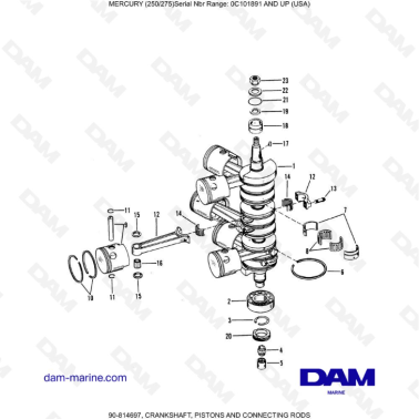 MERCURY (250/275)  - CRANKSHAFT, PISTONS AND CONNECTING RODS