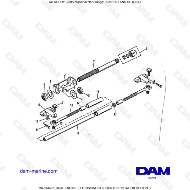 MERCURY (250/275) - DUAL ENGINE EXTENSION KIT (COUNTER ROTATION DESIGN I)