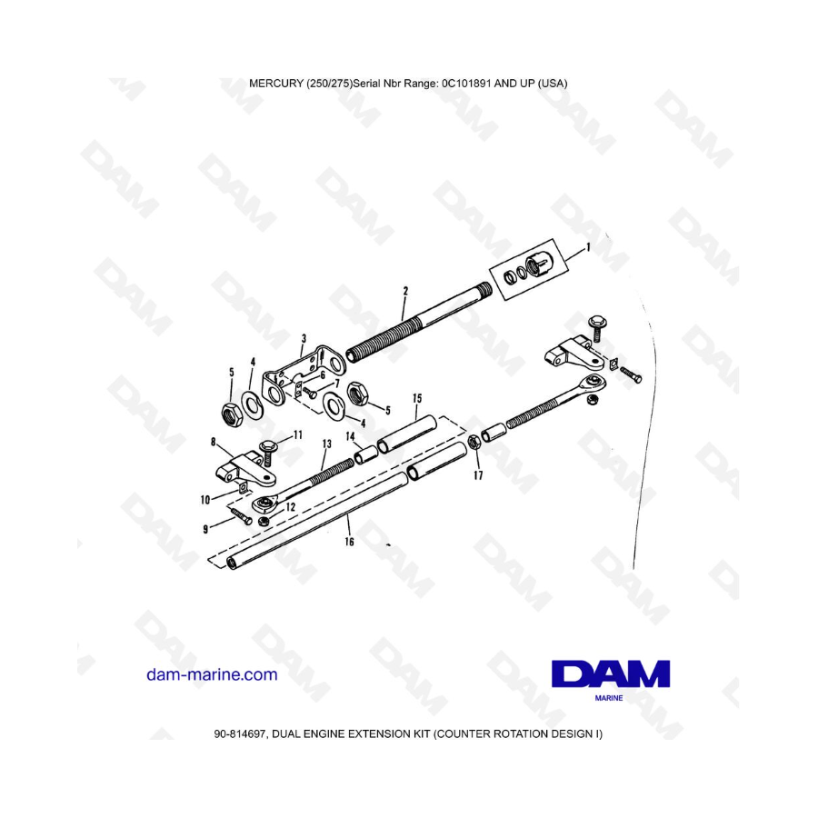 MERCURY (250/275) - KIT DE EXTENSIÓN DE MOTOR DOBLE (DISEÑO DE CONTRARROTACIÓN I)