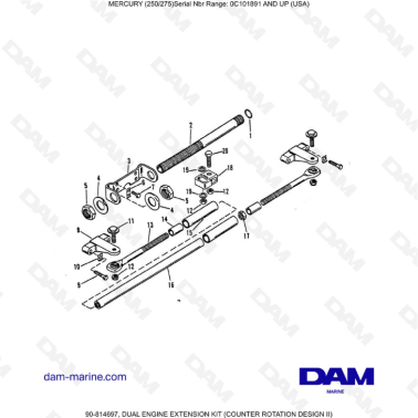 MERCURY (250/275)  - DUAL ENGINE EXTENSION KIT (COUNTER ROTATION DESIGN II)