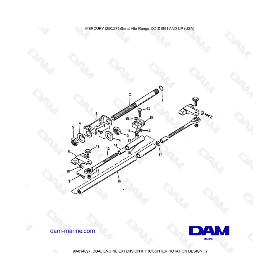 MERCURY (250/275)  - DUAL ENGINE EXTENSION KIT (COUNTER ROTATION DESIGN II)