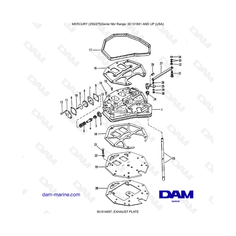 MERCURY (250/275) - EXHAUST PLATE