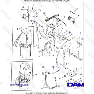 MERCURY (250/275) -  HYDRAULIC PUMP AND MOUNTING BRACKETS