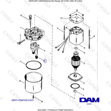MERCURY (250/275)  -  HYDRAULIC PUMP (DESIGN I)