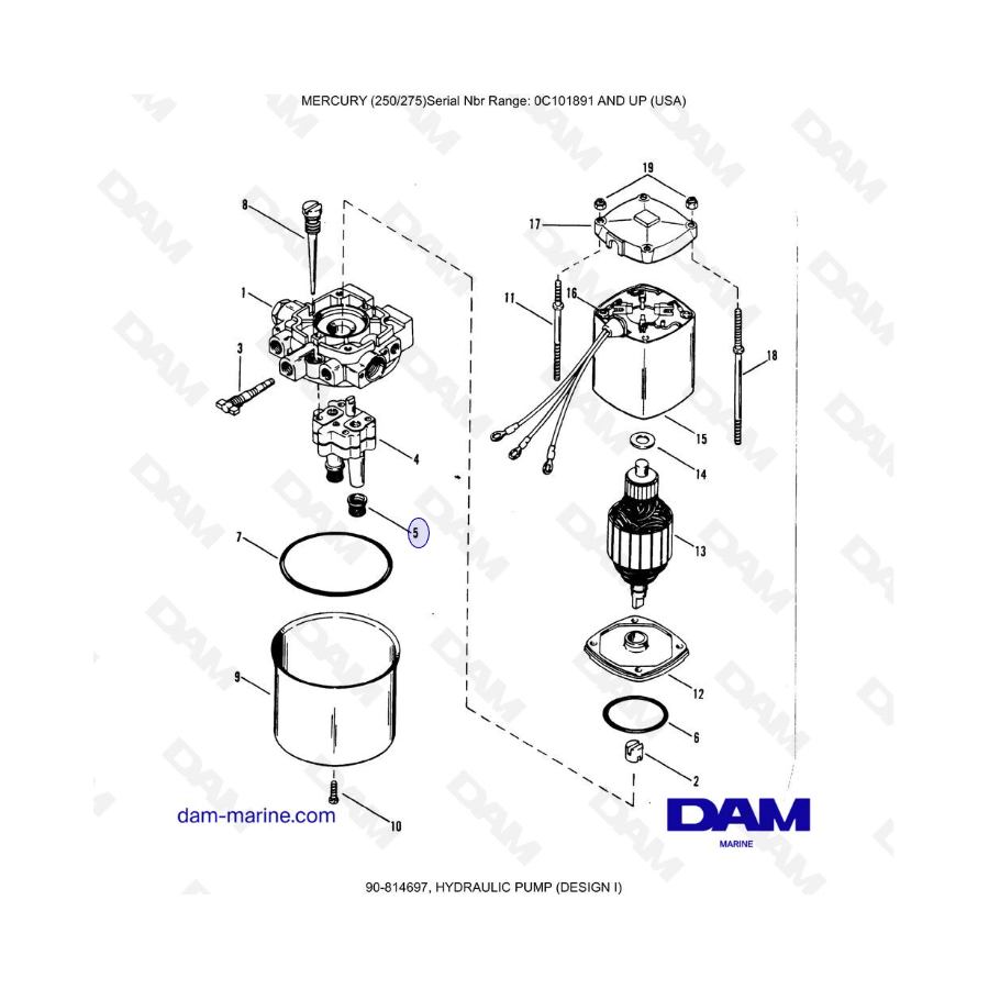 MERCURY (250/275) - HYDRAULIC PUMP (DESIGN I)