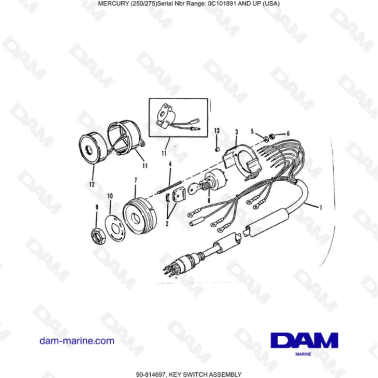 MERCURY (250/275)   -  KEY SWITCH ASSEMBLY