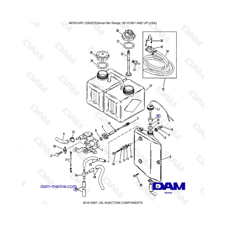 MERCURY (250/275)  - OIL INJECTION COMPONENTS