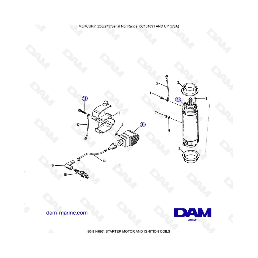 MERCURY (250/275) - STARTER MOTOR AND IGNITION COILS