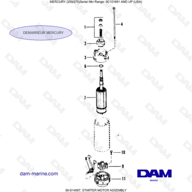 MERCURY (250/275) - STARTER MOTOR ASSEMBLY
