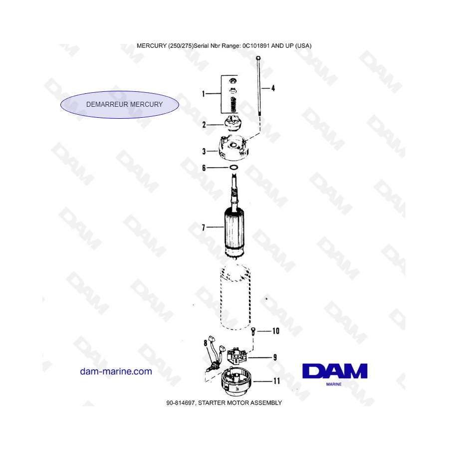 MERCURY (250/275) - STARTER MOTOR ASSEMBLY