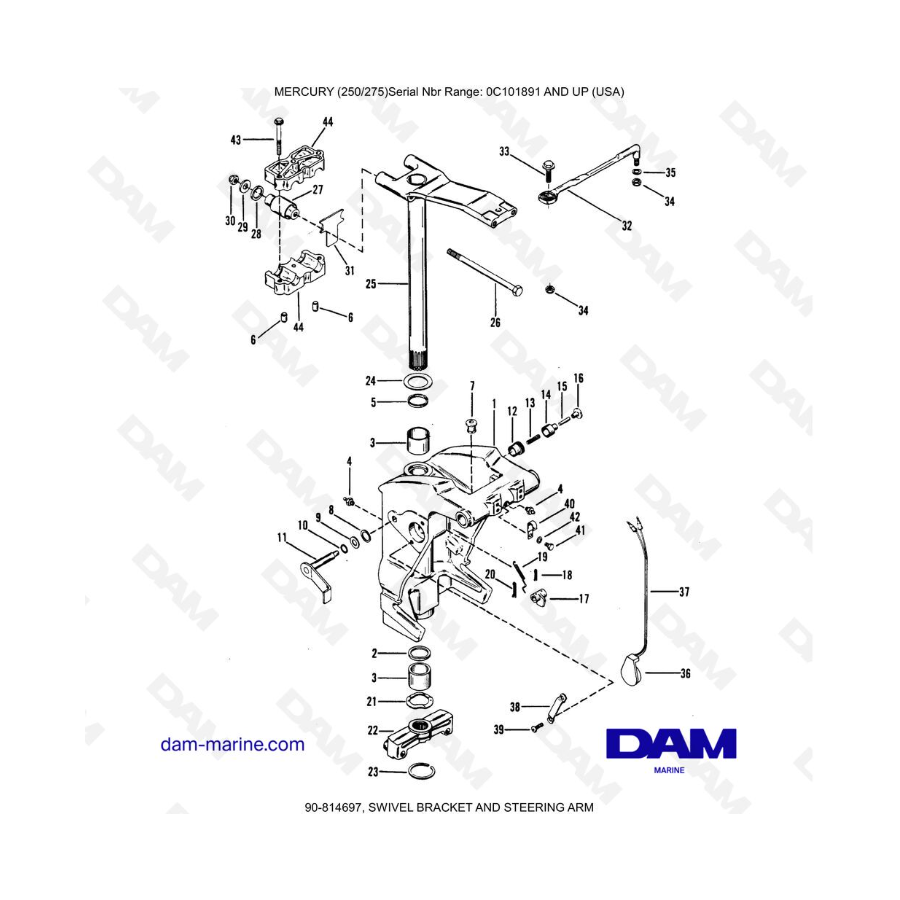 MERCURY (250/275)  - SWIVEL BRACKET AND STEERING ARM