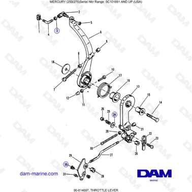 MERCURY (250/275)  - THROTTLE LEVER