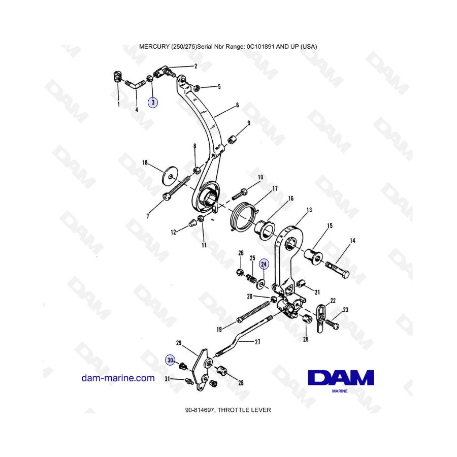 MERCURY (250/275)  - THROTTLE LEVER