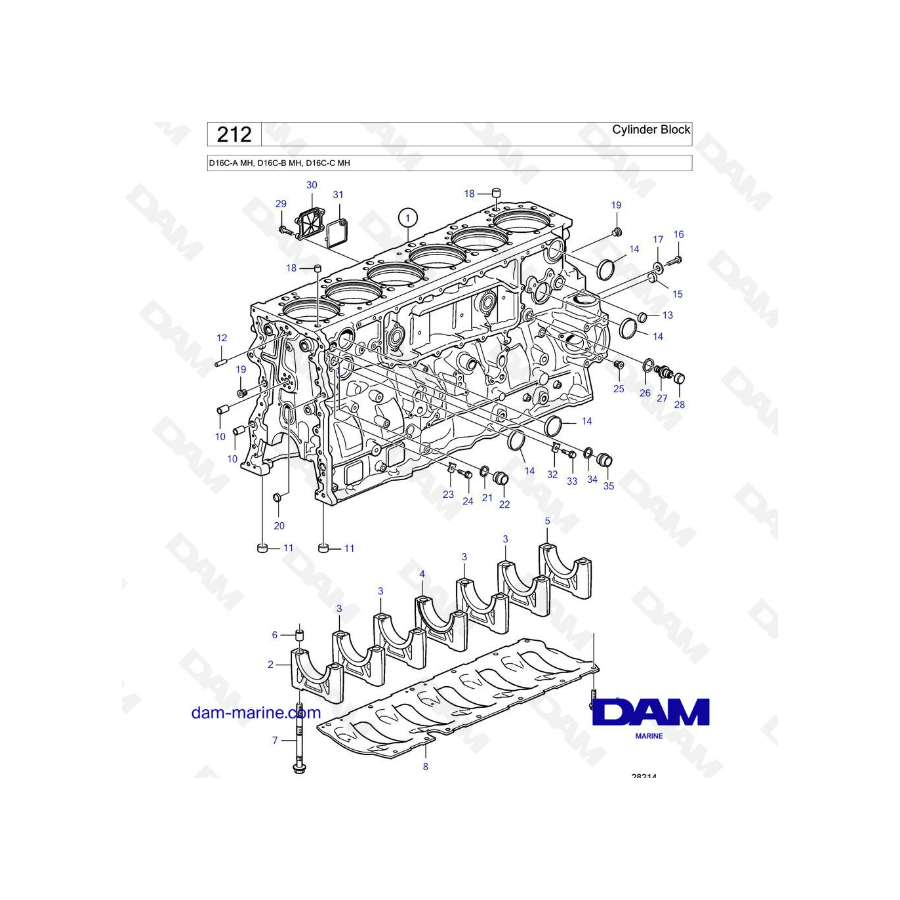 Volvo Penta D16 - Cylinder Block