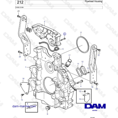 Volvo Penta D16 - Flywheel housing