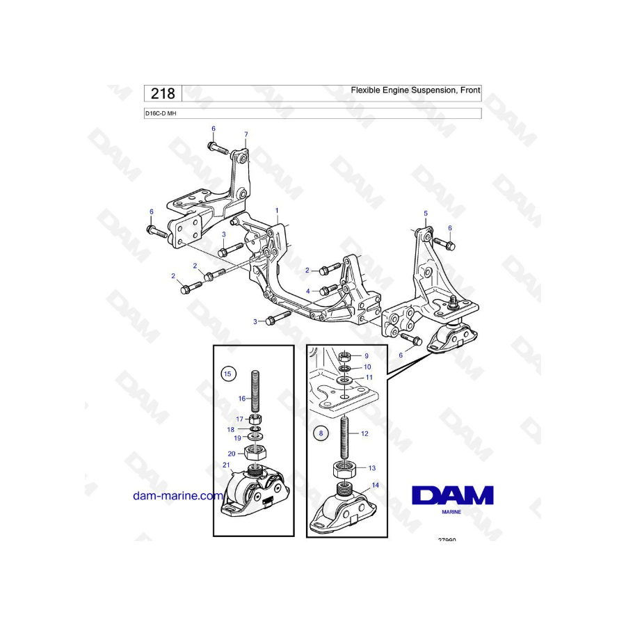 Volvo Penta D16 - Flexible Engine Suspension, Front