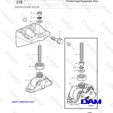 Volvo Penta D16 - Flexible Engine Suspension, Rear
